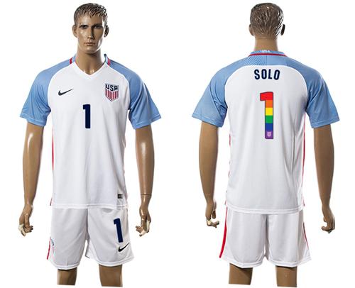 USA #1 Solo White Rainbow Soccer Country Jersey